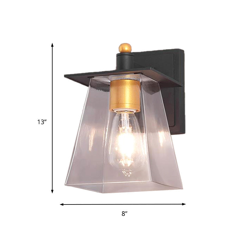 Siopsrl| Clear Glass Black Wall Lamp Lighting Cylinder/Half Circle/Rectangle 1-Light Industrial Light Fixture, 6"/8" Wide