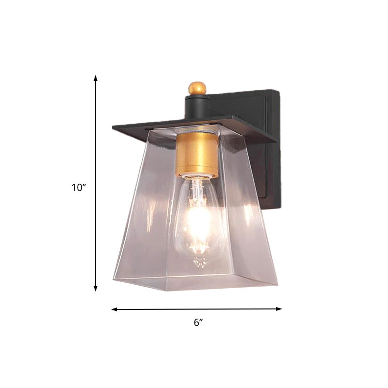 Siopsrl| Clear Glass Black Wall Lamp Lighting Cylinder/Half Circle/Rectangle 1-Light Industrial Light Fixture, 6"/8" Wide
