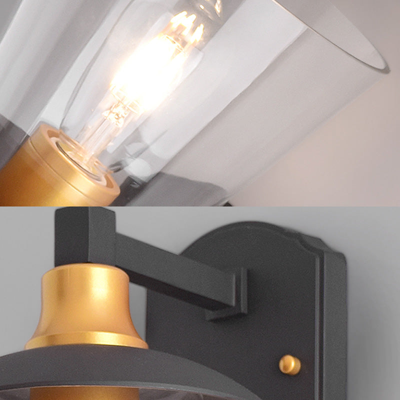 Siopsrl| Clear Glass Black Wall Lamp Lighting Cylinder/Half Circle/Rectangle 1-Light Industrial Light Fixture, 6"/8" Wide