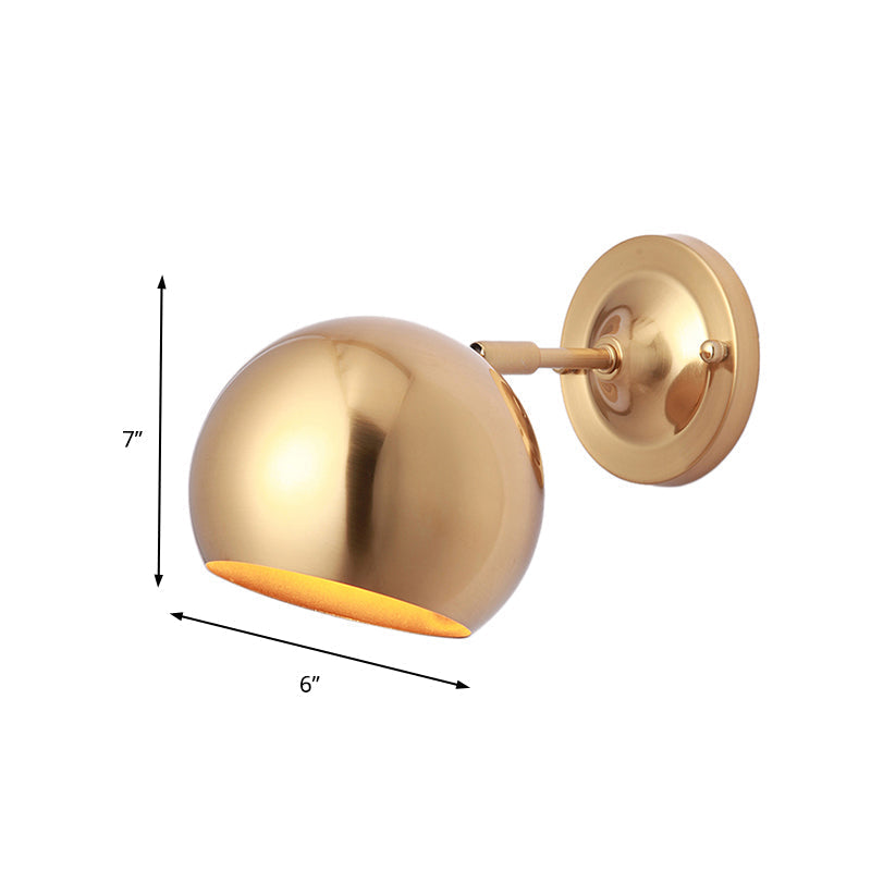 Siopsrl| Brass 1 Lightbulb Wall Lamp Sconces Loft Style Metal Globe Shade Wall Mounted Lamp for Dining Room