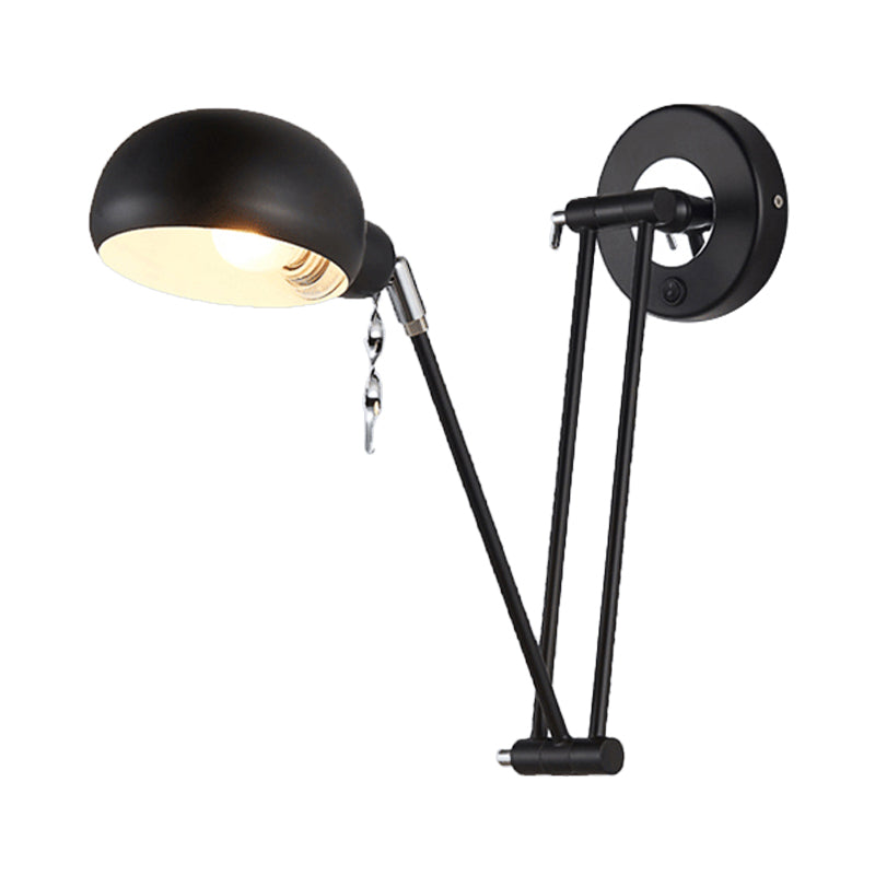 Siopsrl| Bowl Living Room Wall Light with Swivel Arm Industrial Retro Metallic 1 Light Black Reading Wall Light