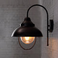 Siopsrl| Farmhouse Dome Wall Lamp 1 Light Metal Wall Lighting with Cage and Sawed Glass Shade in Black