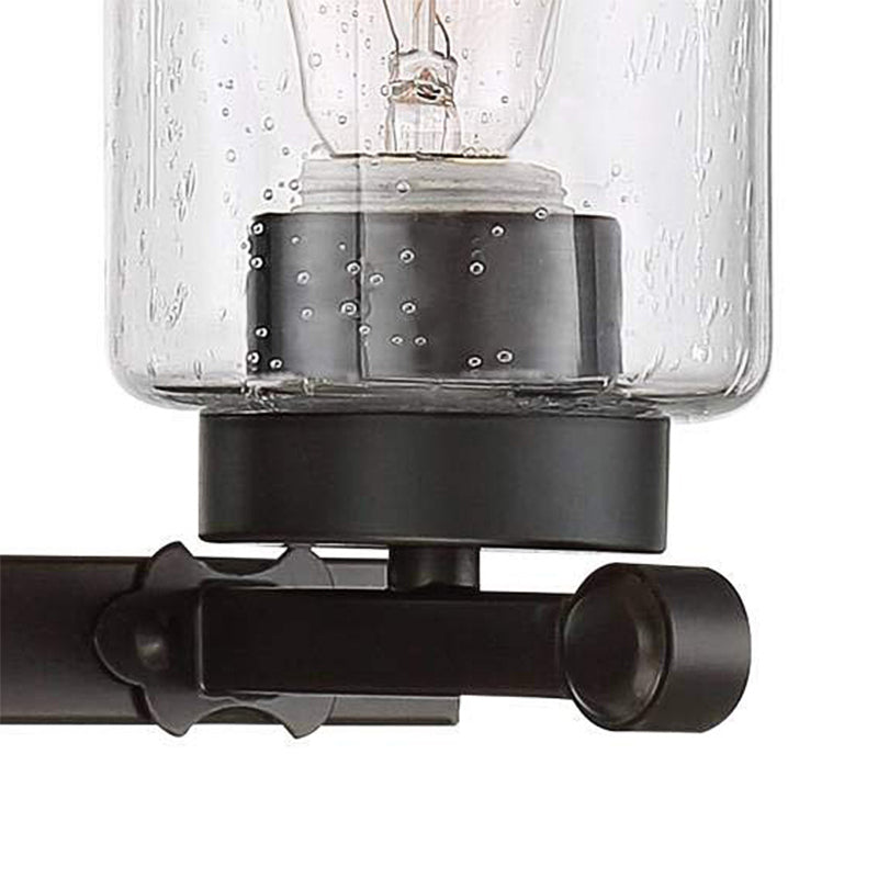 Siopsrl| 3-Bulb Seed Glass Wall Light Industry Black Cylinder Dining Room Wall Lamp in Clear