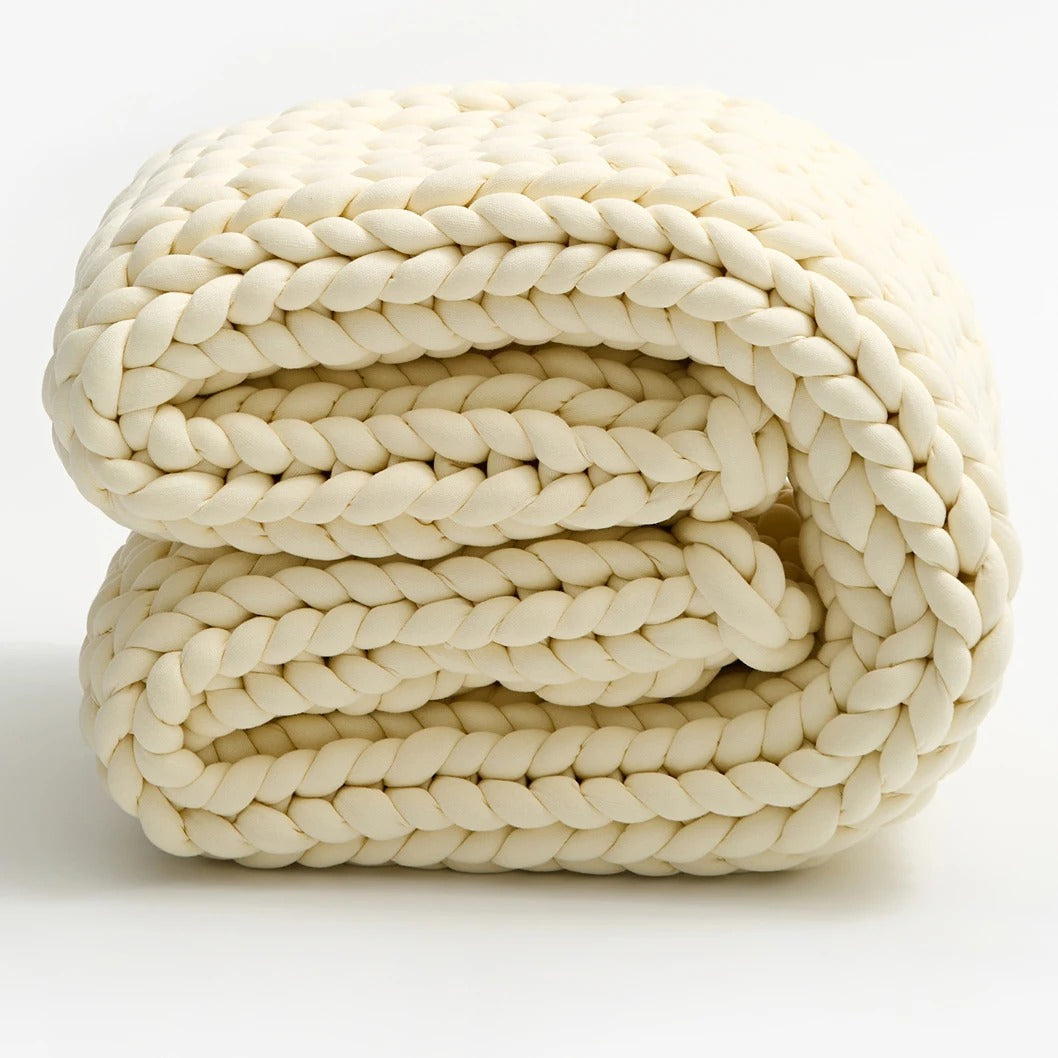 Chunky Knit Throw Handmade Weighted Blanket - SUPER COZY & CALMING BLANKET Siopsrl