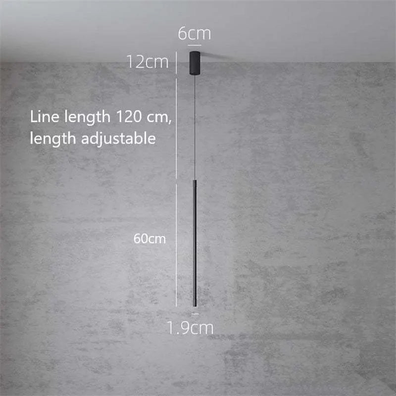 Siopsrl| Pendant Light Slim Black Metal Bedroom Lamp
