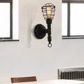 Siopsrl| Vintage Industrial Coated Wall Lamp 1 Light Metal Wall Mount Light with Water Pipe in Black for Dining Room