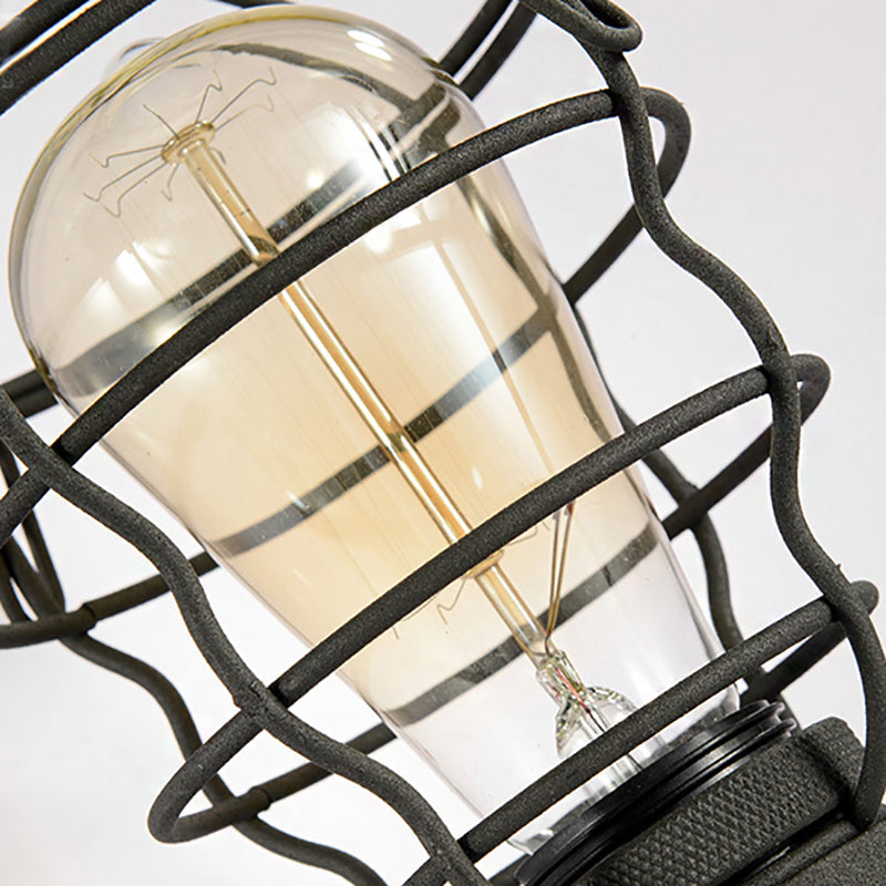 Siopsrl| Vintage Industrial Coated Wall Lamp 1 Light Metal Wall Mount Light with Water Pipe in Black for Dining Room