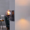 Siopsrl| A light wall lamp with ball shade gray glass industrial café lighting fixture in black