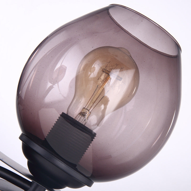 Siopsrl| A light wall lamp with ball shade gray glass industrial café lighting fixture in black