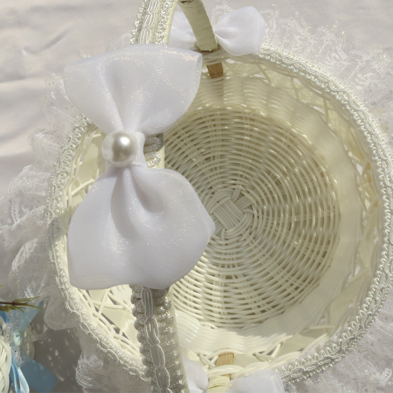 Decorative Lace Trimmed Wicker Basket Siopsrl