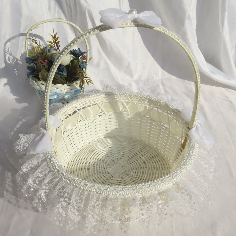 Decorative Lace Trimmed Wicker Basket Siopsrl