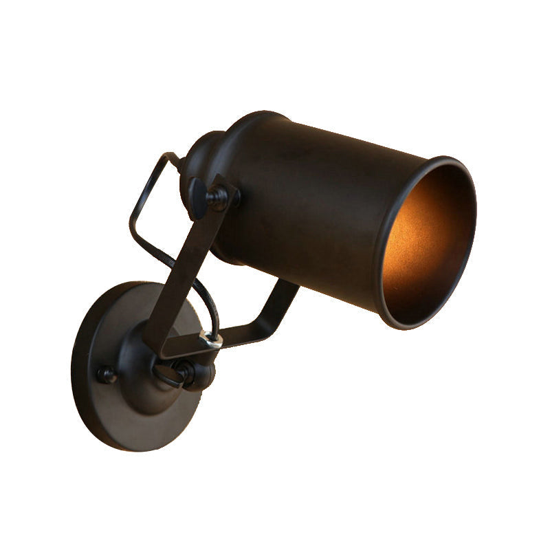 Siopsrl| Cylinder Metallic Wall Light Antique Style 1 Light Living Room Wall Mounted Light in Black/Rust