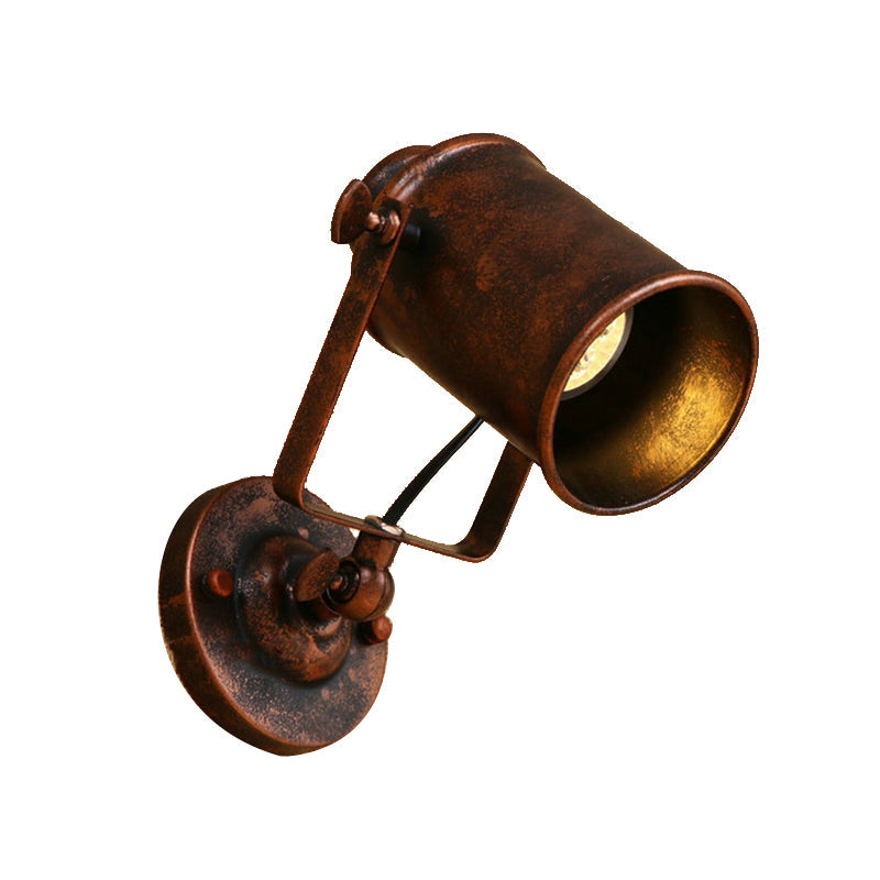 Siopsrl| Cylinder Metallic Wall Light Antique Style 1 Light Living Room Wall Mounted Light in Black/Rust