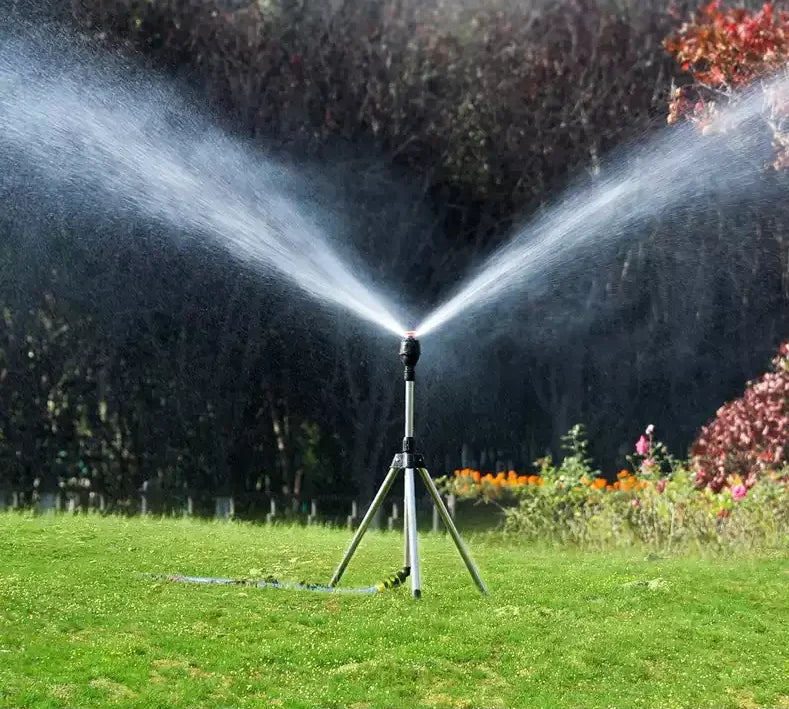 Rotating Tripod Garden Sprinkler with Adjustable Watering Coverage