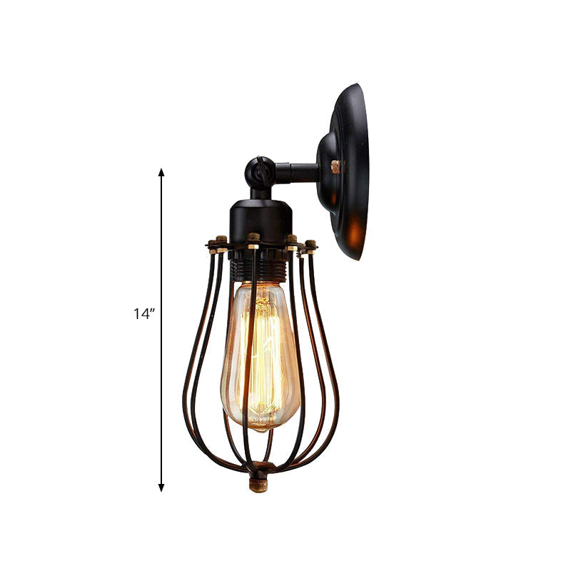 Siopsrl| 2 Packs Gek cage-brick metal wall lamp Industrial style 1 light bedroom wall mounting lamp with bulb shape