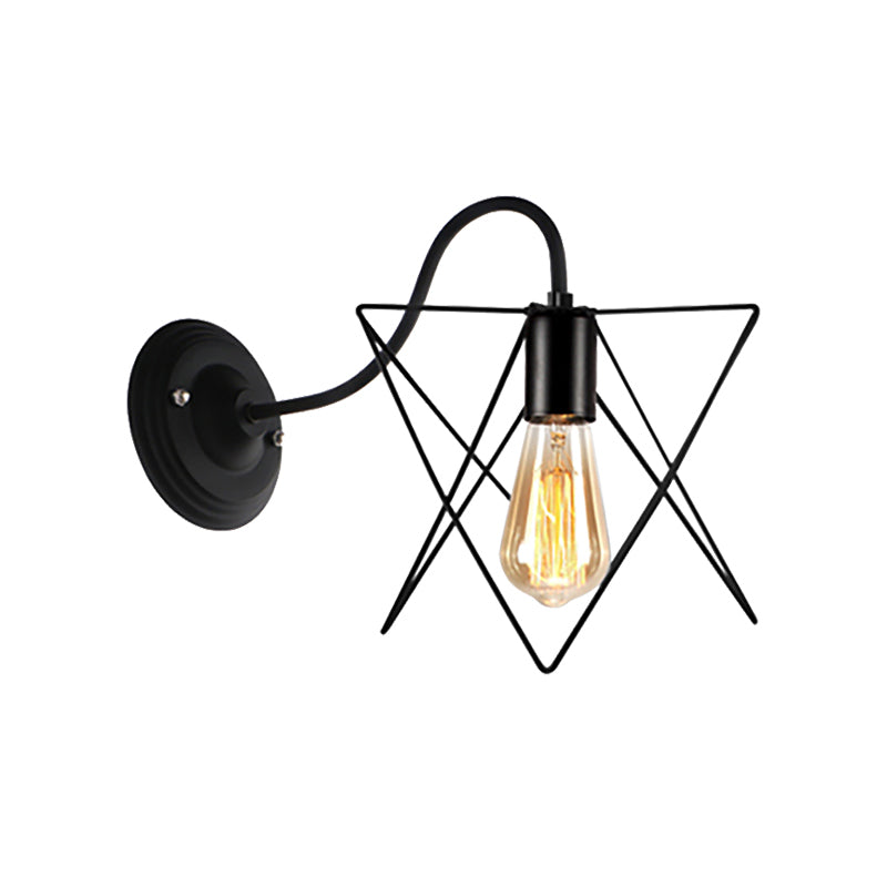 Siopsrl| Black 1 Head Wall Lamp Vintage Industrial Metal Bottle/Rectangular Wall Light Wall Lamp with Wire Frame for Café