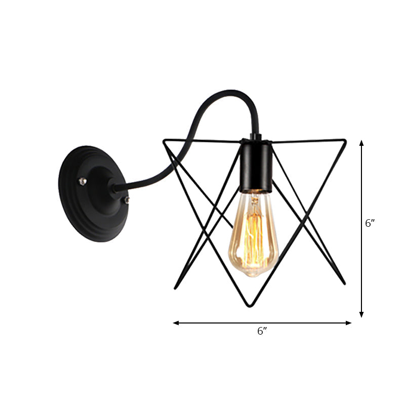 Siopsrl| Black 1 Head Wall Lamp Vintage Industrial Metal Bottle/Rectangular Wall Light Wall Lamp with Wire Frame for Café