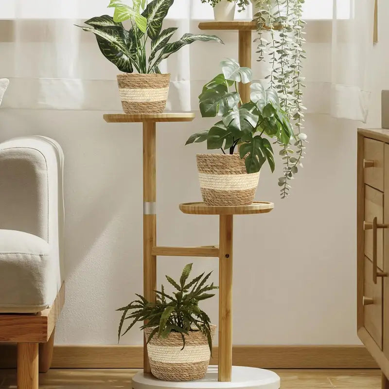 Siopsrl| Decorative plant baskets made of seagrass in a set of 3 – Handwoven flower pots with foil insert