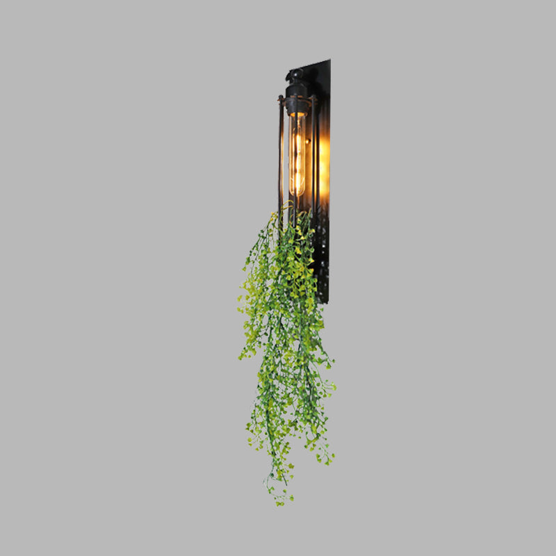 Siopsrl| Tubular Cage Corridor Wall Lighting Farm Iron 1-Head Yellow and Green/White/Purple and White Wall Lamp with Artificial Flower