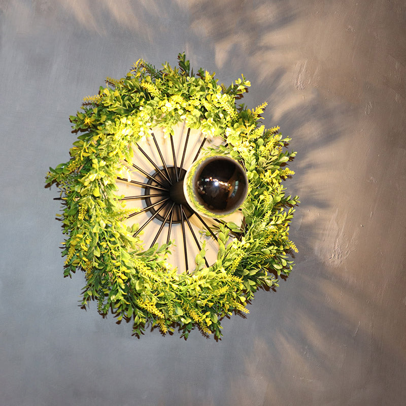 Siopsrl| Green Bike Wall Light Fixture Factory Iron 1 Bulb Restaurant Plant Wall Sconces Lighting Fixture, 16"/19.5" H