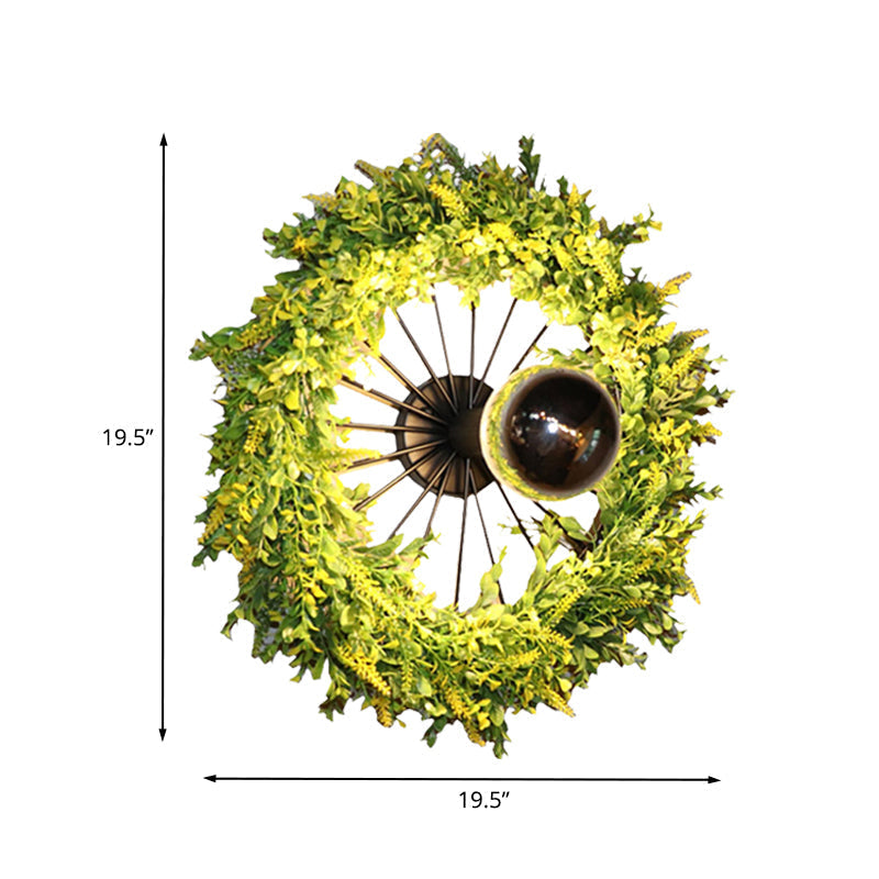 Siopsrl| Green Bike Wall Light Fixture Factory Iron 1 Bulb Restaurant Plant Wall Sconces Lighting Fixture, 16"/19.5" H