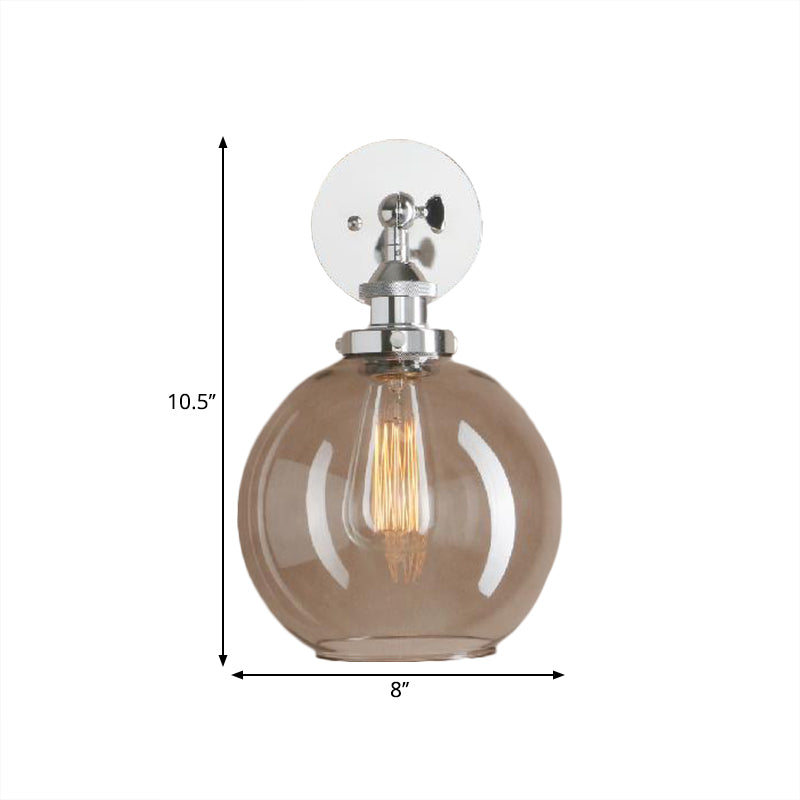 Siopsrl| 1 Light gray glass wall lamp Light industrial black/bridge/copper globe living room lighting fixture
