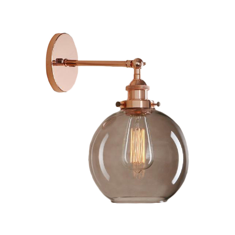 Siopsrl| 1 Light gray glass wall lamp Light industrial black/bridge/copper globe living room lighting fixture