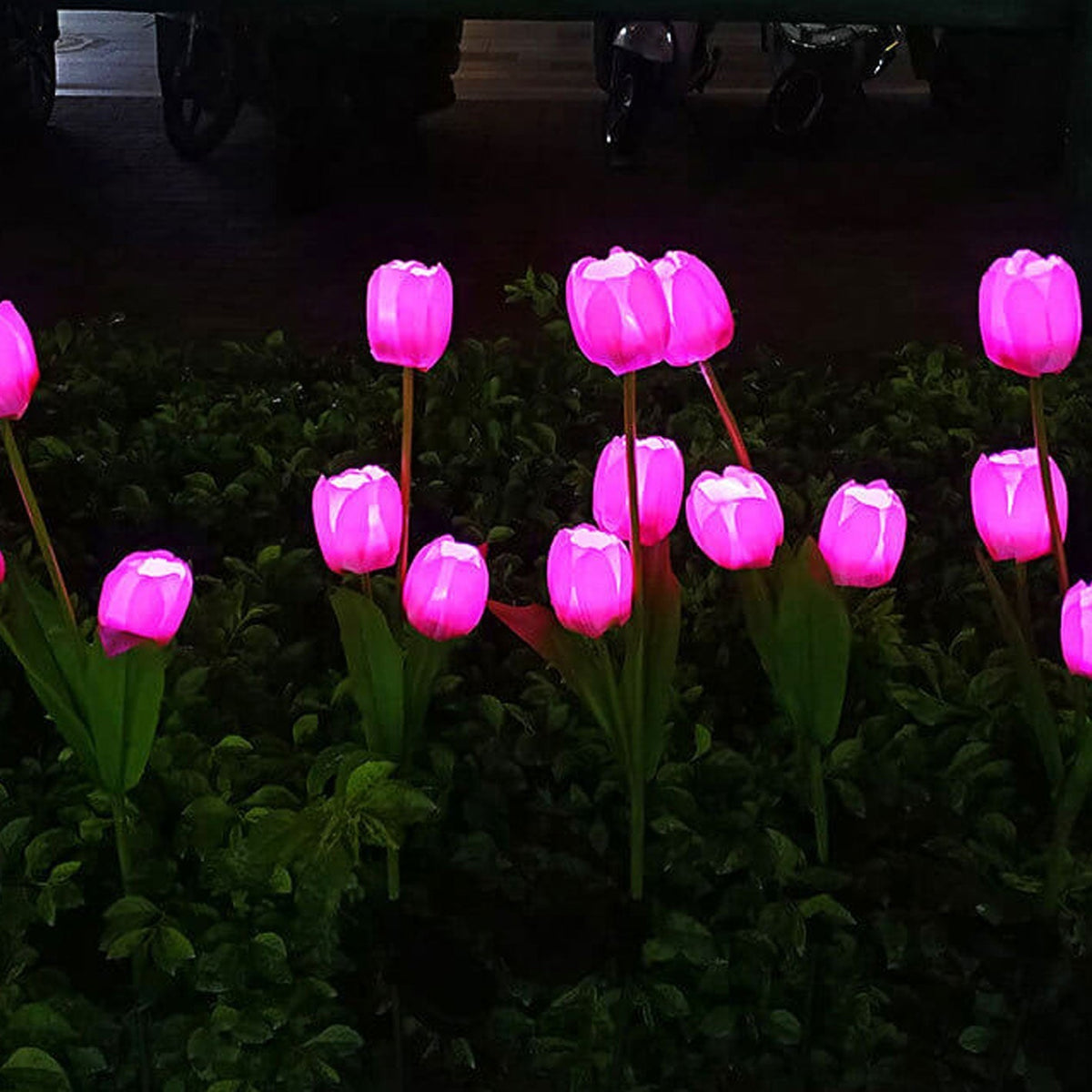 Siopsrl| Solar Tulip Lawn Light Outdoor Garden LED Tulip Flower Light Ground Stake Landscape Light