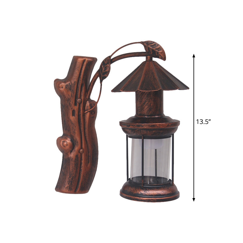 Siopsrl| 1 Light Clear Glass Wall Sconces Light Retro Coastal Black/Copper Petroleum Hallway Lighting Fixture