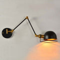 Siopsrl| Bowl Restaurant Adjustable Wall Lamp Vintage Metal Single Black Wall-Mounted Lamp with Wire Protection, 4"+4"/8"+8"/12"+6" Width