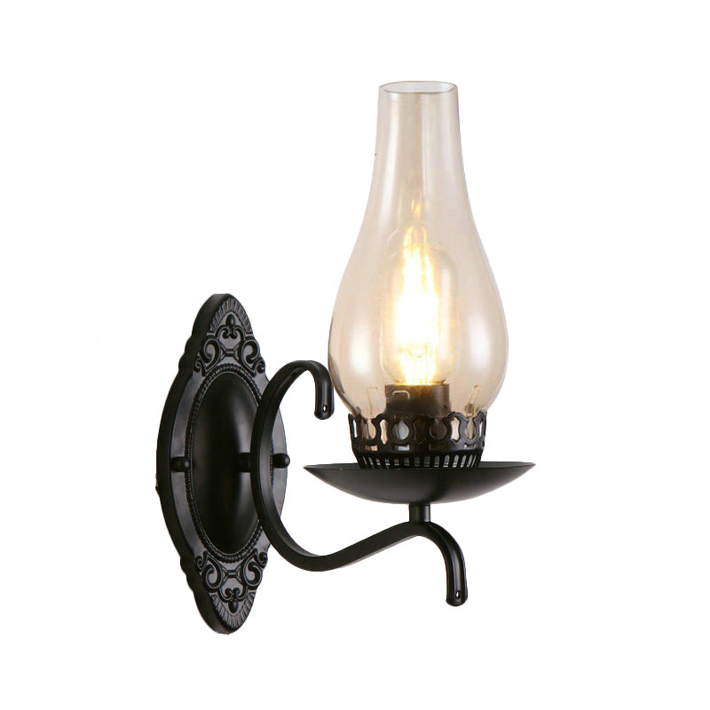 Siopsrl| Single-arm Wall Light Industrial Hall Wall Light with Kerosene Clear/Frosted Glass Shade in Copper/Bronze