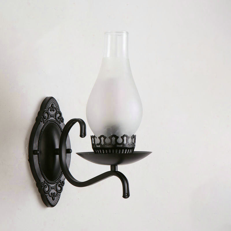 Siopsrl| Single-arm Wall Light Industrial Hall Wall Light with Kerosene Clear/Frosted Glass Shade in Copper/Bronze
