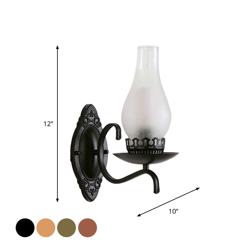 Siopsrl| Single-arm Wall Light Industrial Hall Wall Light with Kerosene Clear/Frosted Glass Shade in Copper/Bronze