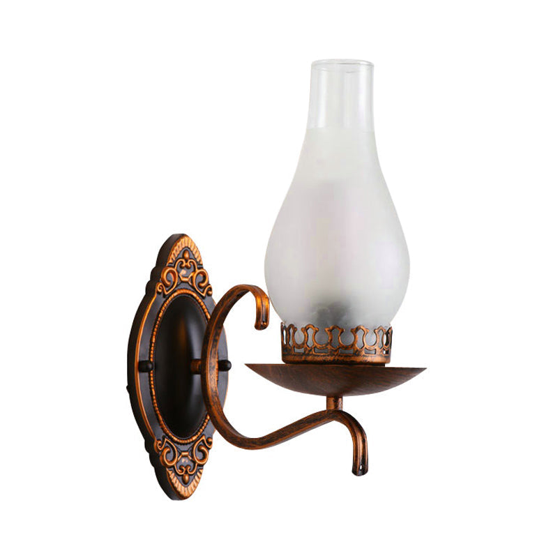 Siopsrl| Single-arm Wall Light Industrial Hall Wall Light with Kerosene Clear/Frosted Glass Shade in Copper/Bronze