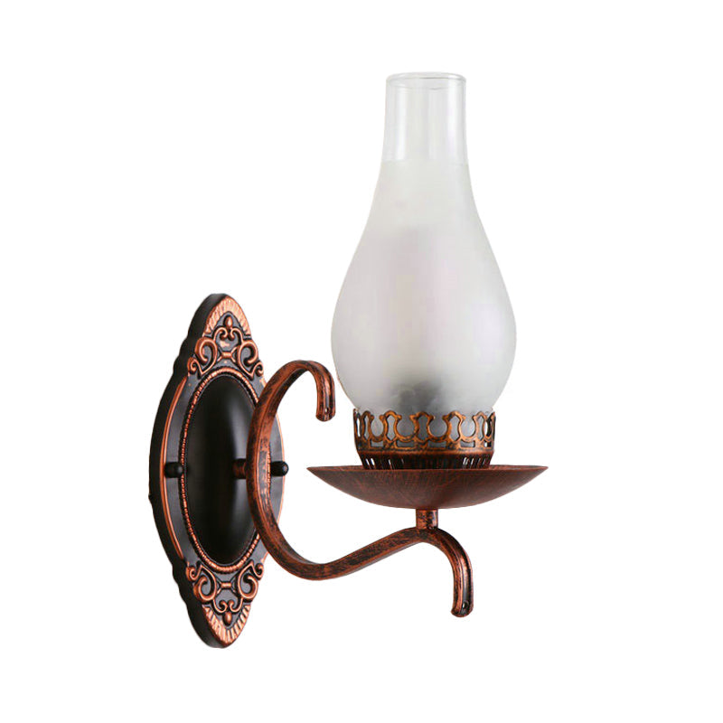 Siopsrl| Single-arm Wall Light Industrial Hall Wall Light with Kerosene Clear/Frosted Glass Shade in Copper/Bronze