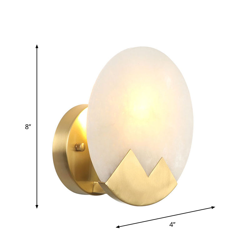 Siopsrl| Brass 1-Light Wall Lamp Fixture Antique Frosted White Glass Tulip Shade/Cylinder Wall Mount Light with Arm
