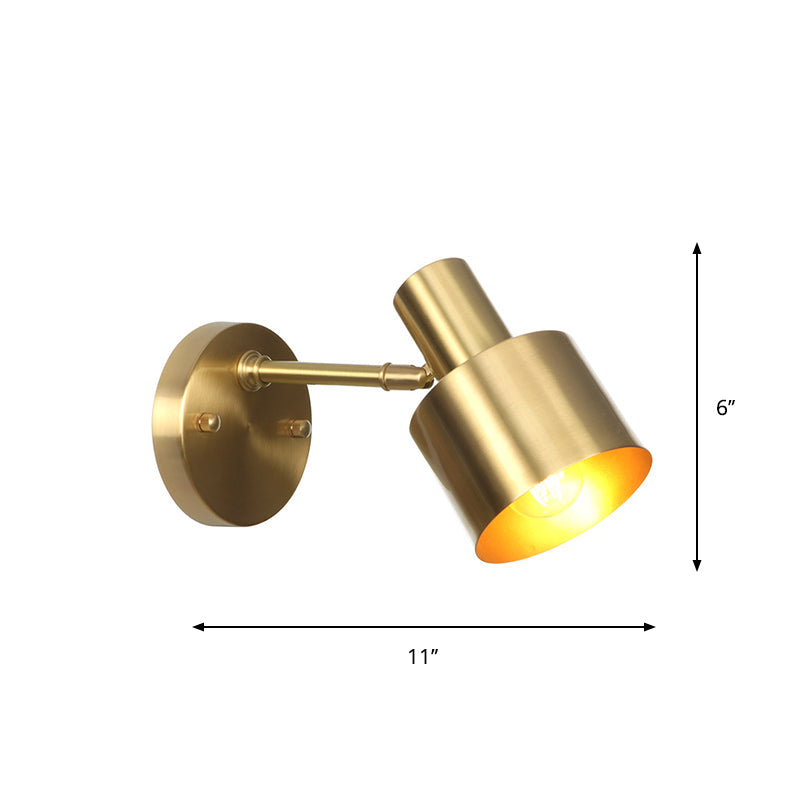 Siopsrl| Brass 1-Light Wall Lamp Fixture Antique Frosted White Glass Tulip Shade/Cylinder Wall Mount Light with Arm