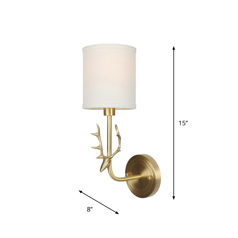Siopsrl| Brass 1-Light Wall Lamp Fixture Antique Frosted White Glass Tulip Shade/Cylinder Wall Mount Light with Arm