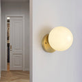 Siopsrl| Brass 1-Light Wall Lamp Fixture Antique Frosted White Glass Tulip Shade/Cylinder Wall Mount Light with Arm