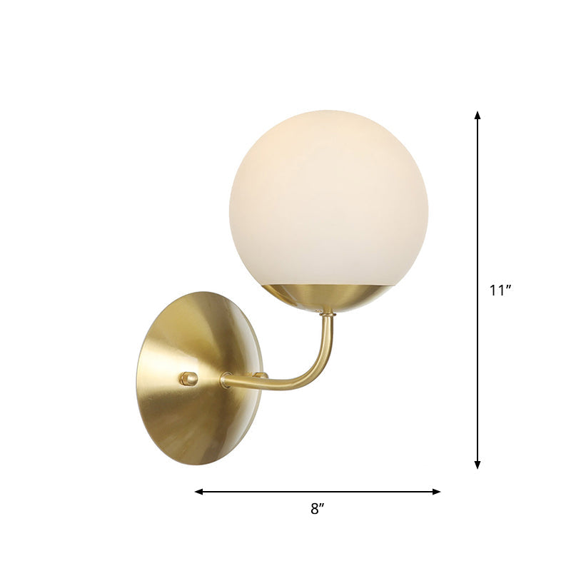 Siopsrl| Brass 1-Light Wall Lamp Fixture Antique Frosted White Glass Tulip Shade/Cylinder Wall Mount Light with Arm