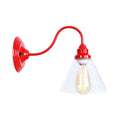 Siopsrl| Iron Red Wall Lighting Kit Gooseneck 1 Bulb Loft Style Wall Lighting with Cone/Sphere/Bell Clear Glass Shade