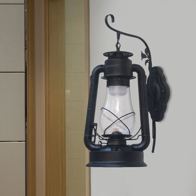 Siopsrl| 1 Bulb Kerosene Wall Mounted Light Fixture Coastal Style Black/Bronze/Copper Clear Glass Lighting