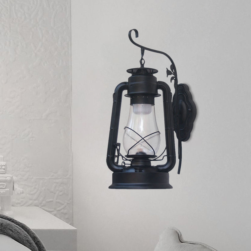 Siopsrl| 1 Bulb Kerosene Wall Mounted Light Fixture Coastal Style Black/Bronze/Copper Clear Glass Lighting