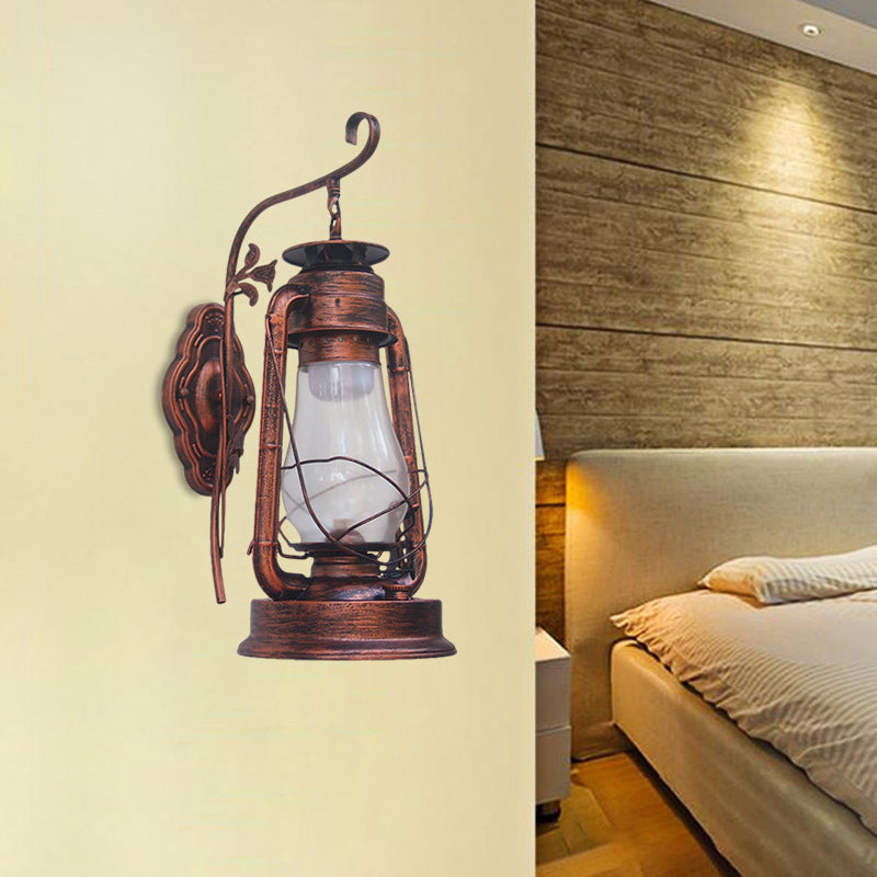 Siopsrl| 1 Bulb Kerosene Wall Mounted Light Fixture Coastal Style Black/Bronze/Copper Clear Glass Lighting