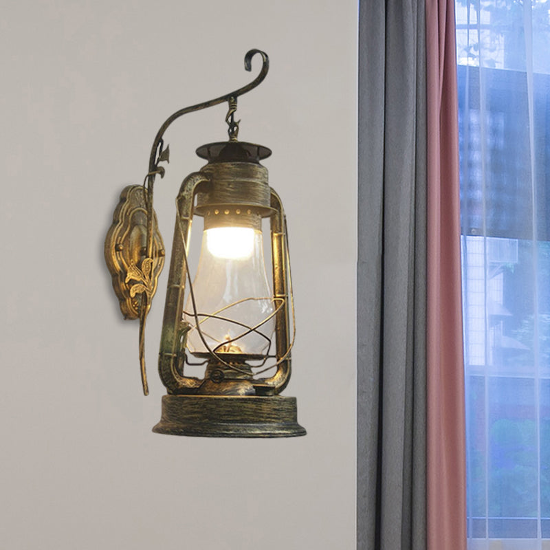 Siopsrl| 1 Bulb Kerosene Wall Mounted Light Fixture Coastal Style Black/Bronze/Copper Clear Glass Lighting