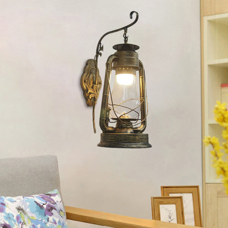 Siopsrl| 1 Bulb Kerosene Wall Mounted Light Fixture Coastal Style Black/Bronze/Copper Clear Glass Lighting