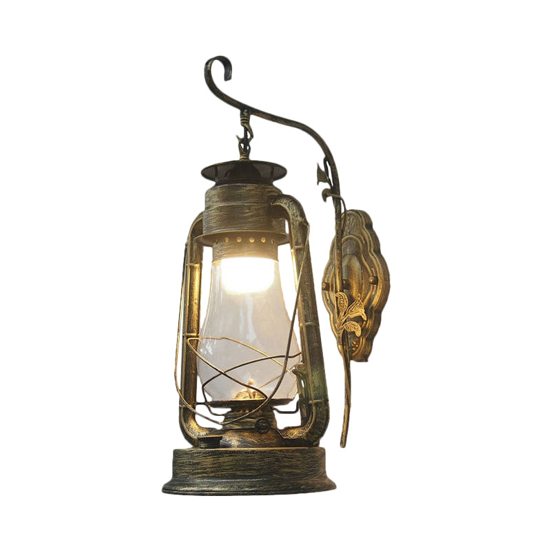 Siopsrl| 1 Bulb Kerosene Wall Mounted Light Fixture Coastal Style Black/Bronze/Copper Clear Glass Lighting