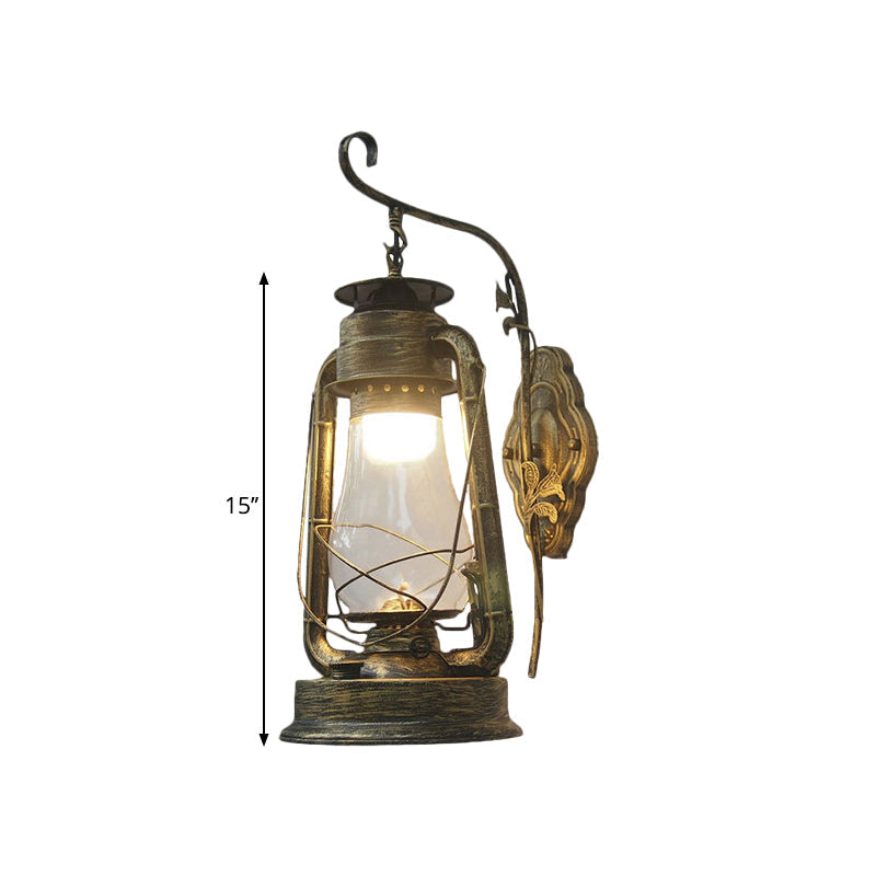 Siopsrl| 1 Bulb Kerosene Wall Mounted Light Fixture Coastal Style Black/Bronze/Copper Clear Glass Lighting