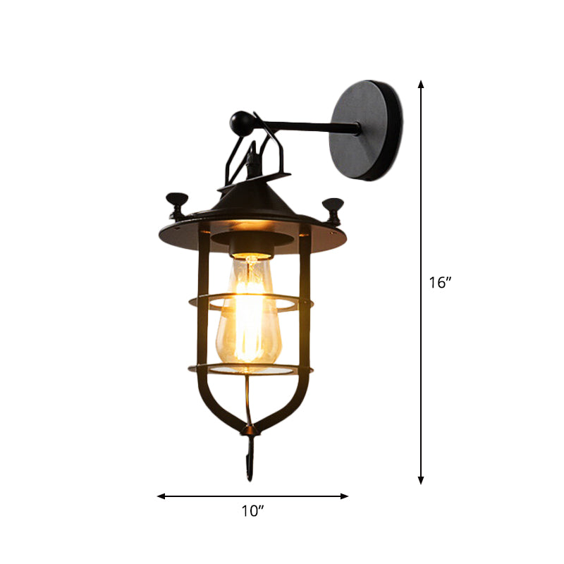 Siopsrl| Iron Black Surface Wall Sconce Water Pipe/Cage/Fist-shaped 1-Bulb Industrial Style Wall Mounted Light Fixture