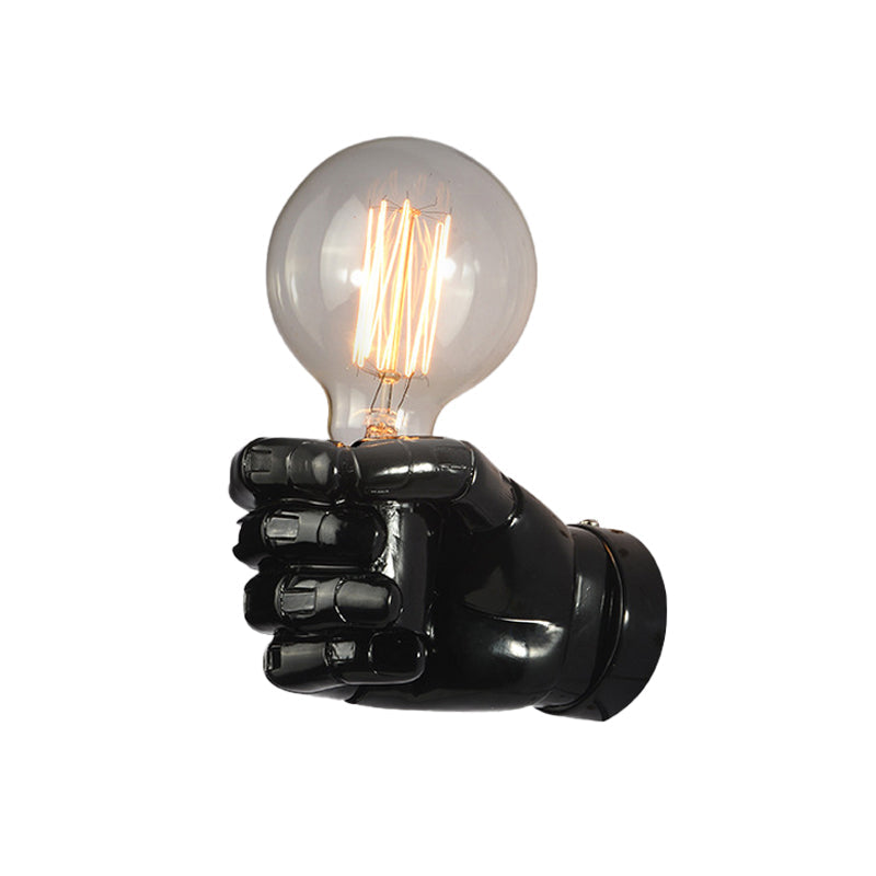 Siopsrl| Iron Black Surface Wall Sconce Water Pipe/Cage/Fist-shaped 1-Bulb Industrial Style Wall Mounted Light Fixture